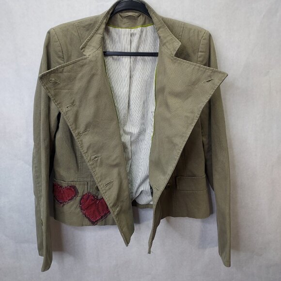 Topshop Jacket Women US 10 M Double Breasted Olive Green Lined Military Buttons - Picture 7 of 14